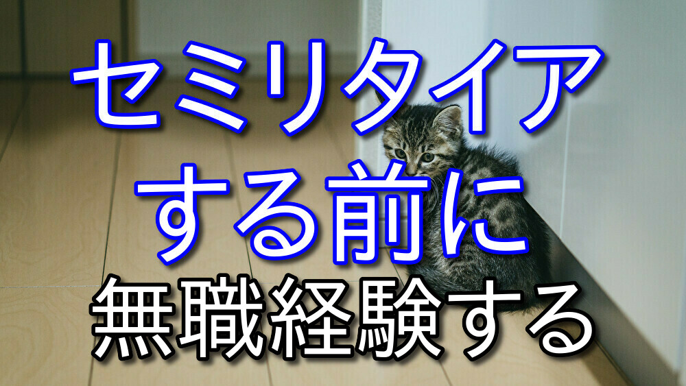 セミリタイア考えている人は1度無職を経験した方がいいかも【経験則】